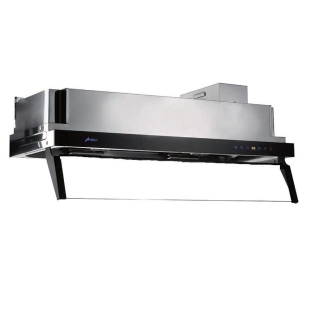 HOSUN豪山牌 VEA-9366 隱藏式廚房排油煙機，採用臺灣製造不鏽鋼材質，電子式按鍵開關，5段以上風量調整，尺寸 W891 × D380 × H185 mm，適合標準安裝。110V/60Hz 電壓，BSMI 許可 R51155，1 年保固，提供高效抽煙解決廚房油煙問題，能源效率等級無，完美融入現代廚房設計。