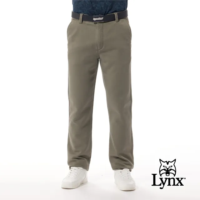 【Lynx Golf】男款混紡材質彈性舒適經典百搭素面卡其褲平口休閒長褲(卡其色)