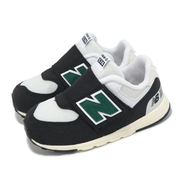 NEW BALANCE 童鞋 574 寬楦 黑 沼綠 小童 學步鞋 休閒鞋 親子鞋 魔鬼氈 NB(NW574RBG-W)