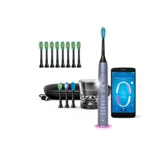 【Philips 飛利浦】Sonicare  鑽白極淨智能鑽石音波震動牙刷/電動牙刷-絢光銀HX9924/42