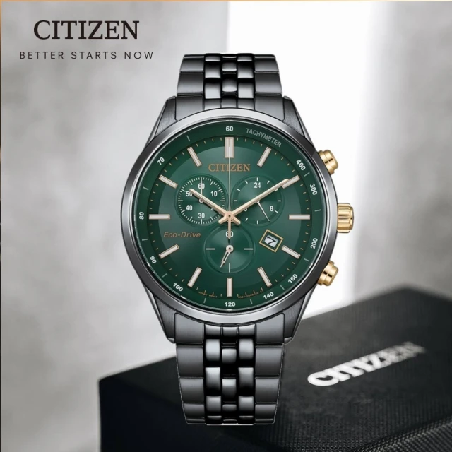 CITIZEN 星辰 GENTS系列 簡約時尚 計時光動能手錶42mm(AT2576-50X)