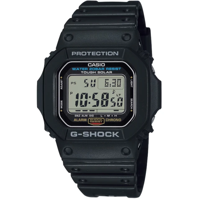 CASIO 卡西歐 卡西歐太陽能G-SHOCK運動電子錶-黑(G-5600UE-1)