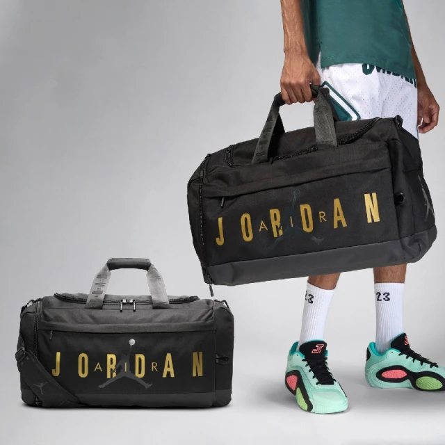 NIKE 耐吉 行李袋 Jordan Velocity 60L 黑 金 大容量 訓練包 運動 手提 置鞋隔層(JD2443003AD-001)