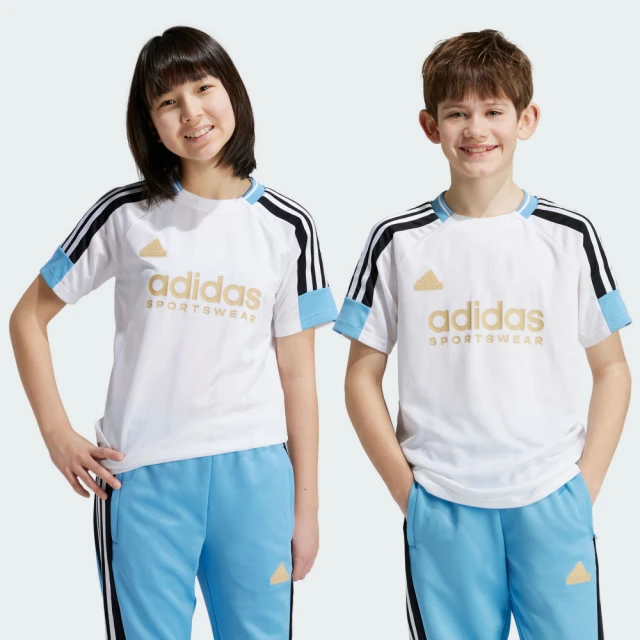 adidas 愛迪達 短袖上衣 童裝 大童 男女童 運動 J NP TEE 白藍 IY0143