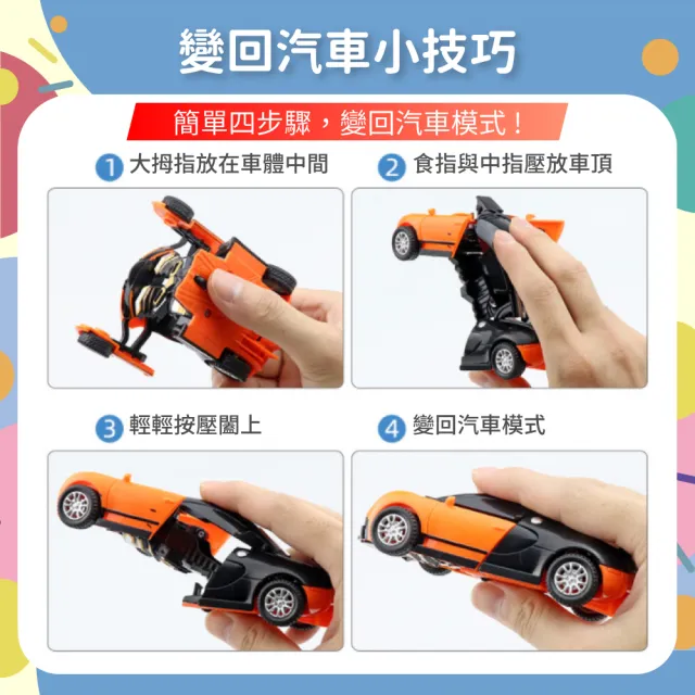 【OhBabyLaugh】碰撞式變形汽車 兩件組(玩具車/慣性車/碰撞變形車/機器人車/跑車/警車/一鍵變形)