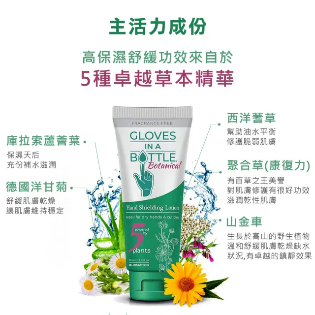 【美國瓶中隱形手套】5種草本保濕防護乳100ml(清爽保濕、修護粗糙乾裂)