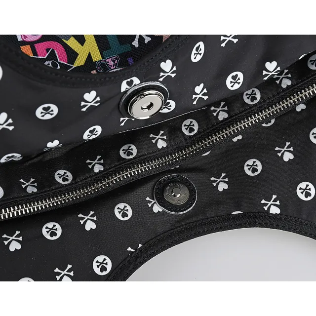 【TOKIDOKI】雙11 TOKIDOKI 黑色LOGO日系卡通圖案尼龍肩背包(黑x彩)