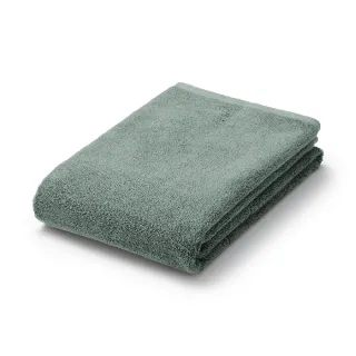 【【MUJI 無印良品】】棉圈絨雙線織浴巾/可吊掛/綠色 70*140 cm