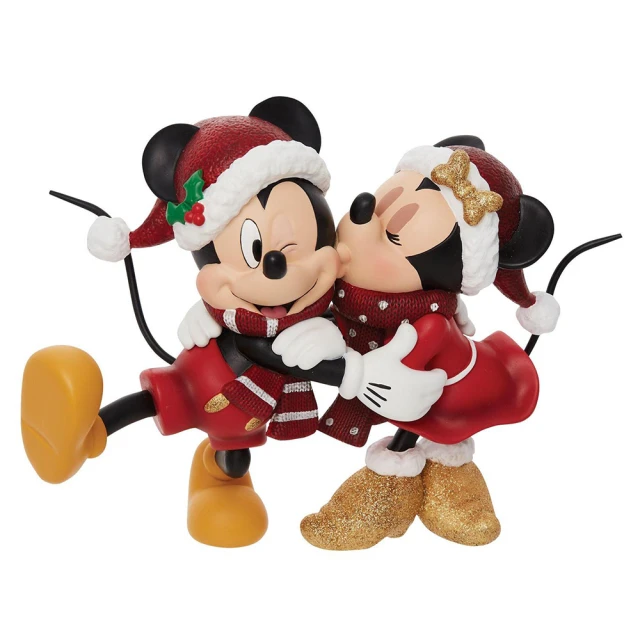 Enesco 精品家飾 Disney 迪士尼 米奇&米尼聖誕親吻居家擺飾