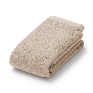 【【MUJI 無印良品】】棉圈絨雙線織面用巾/可吊掛/粉米色 34*85 cm