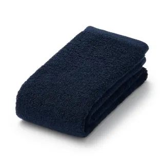 【【MUJI 無印良品】】棉圈絨雙線織面用巾/可吊掛/深藍 34*85 cm