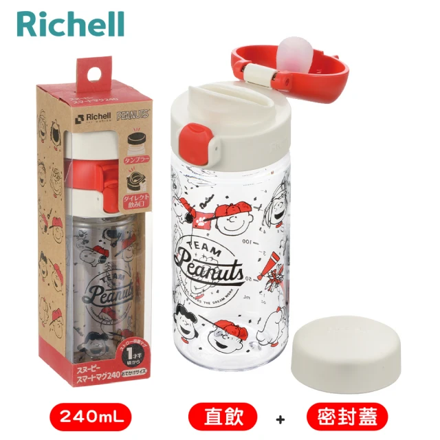 【Richell 利其爾】SNOOPY 史努比 大飲口兩用直飲杯 240mL(適用年齡: 1.5Y 以上~成人)