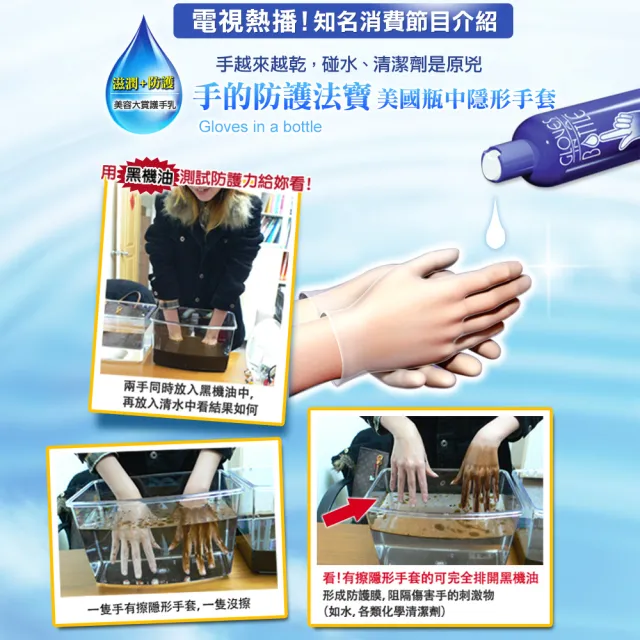【美國瓶中隱形手套】醫師愛用護手乳重量版+旅行隨身瓶(深度保濕、修護粗糙乾裂)