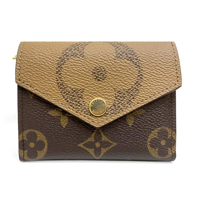 【Louis Vuitton 路易威登】M80725 經典ZOE系列Monogram Reverse雙色帆布迷你三折錢包短夾(棕色)