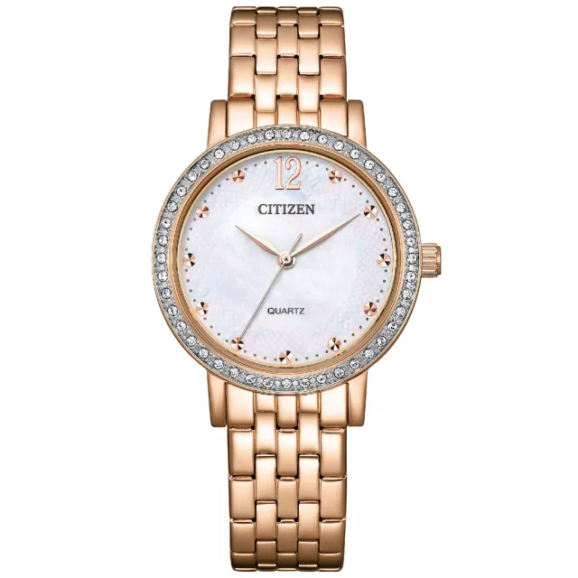 【CITIZEN 星辰】LADYS系列 白蝶貝 水鑽腕錶31.2mm(EL3108-53D)
