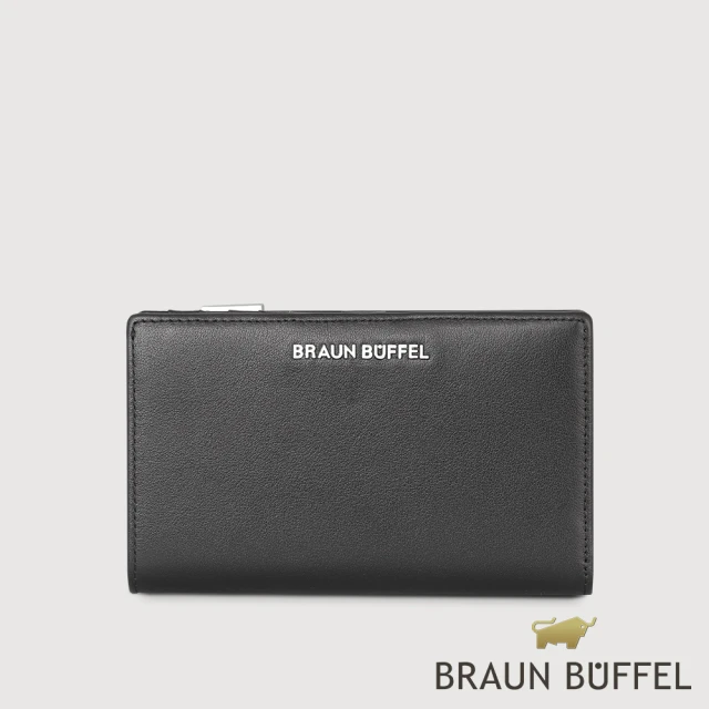 BRAUN BUFFEL 德國小金牛 台灣總代理 薇拉-A 11卡兩折中夾-黑色(BF850-502-BK)