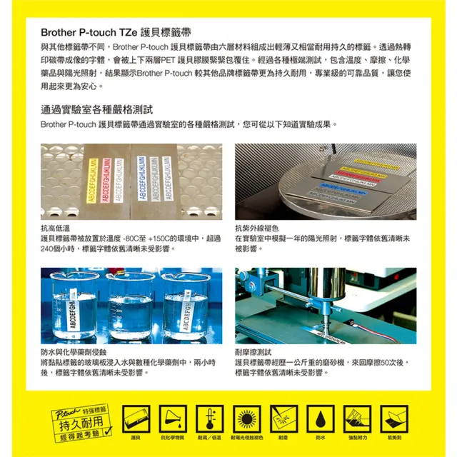 【brother】官方直營 12mm TZe標準黏性護貝標籤帶(適用:H110/D200SN/P300BT/P710BT/P910BT/610BT/P750W)