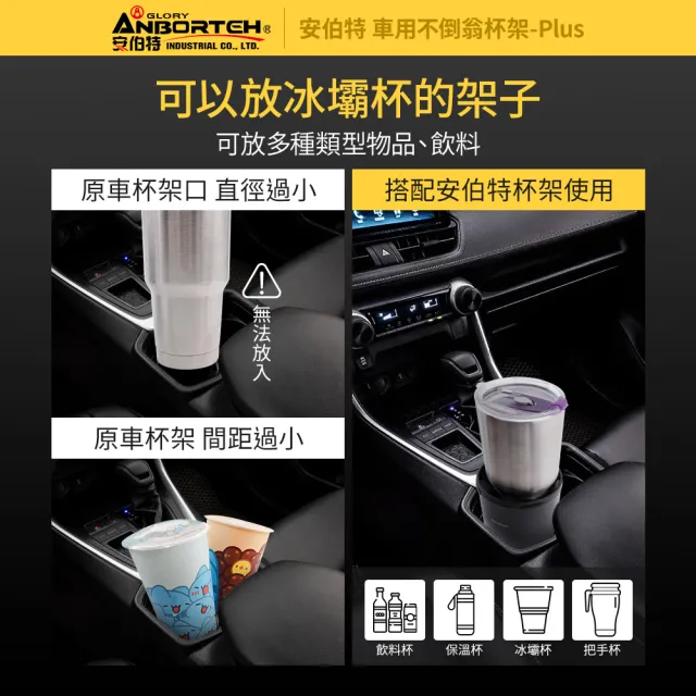 【ANBORTEH 安伯特】車用不倒翁杯架-Plus(車用杯架 汽車杯架 水杯架 置物架 飲料架)