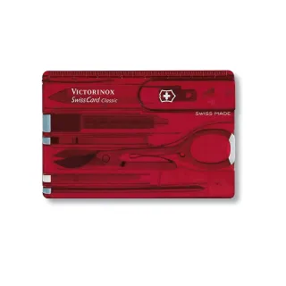 【VICTORINOX 瑞士維氏】SwissCard Classic 10用 瑞士卡/透紅(0.7100.T)