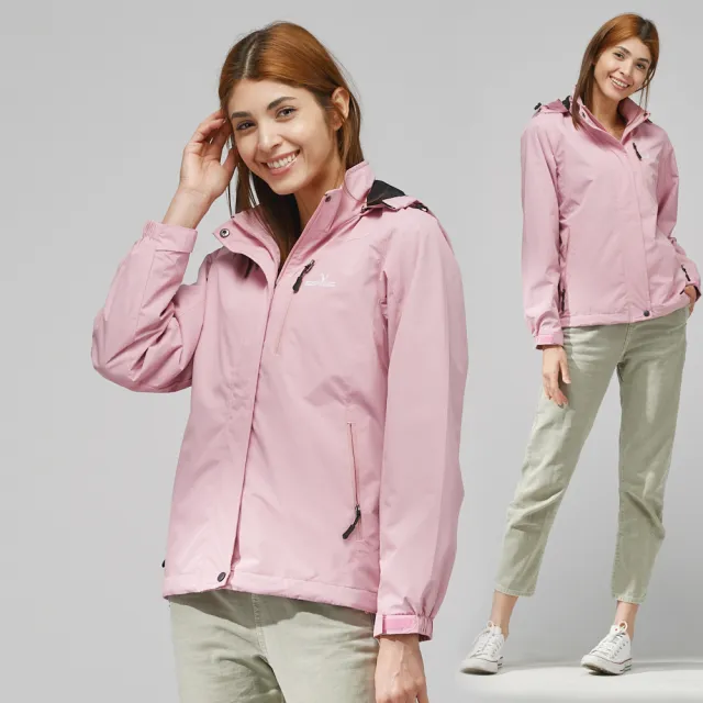 【Emilio Valentino 范倫鐵諾】女款  輕量 防風 防潑水 可拆式 連帽 衝風 風衣 外套_粉色(22-4K8262W)
