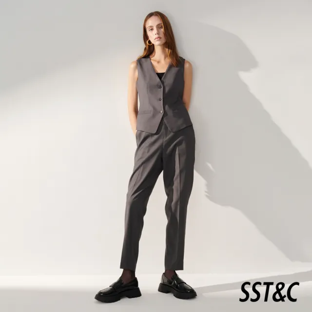 【SST&C】女裝 灰色鬆緊腰頭設計西裝褲01022409006(換季65折)