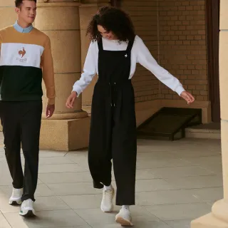 【LE COQ SPORTIF 公雞】休閒經典針織吊帶褲 女款-黑色-LWU82376