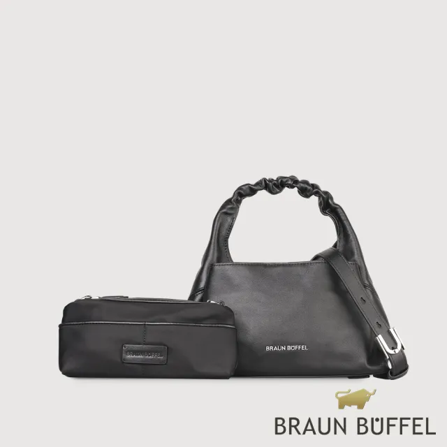 【BRAUN BUFFEL 德國小金牛】薇拉-A 附背帶小肩包-黑色(BF850-51-BK) 女包送禮推薦