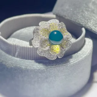 【勝弘珠寶】多明尼加藍珀星塵戒指-7mm