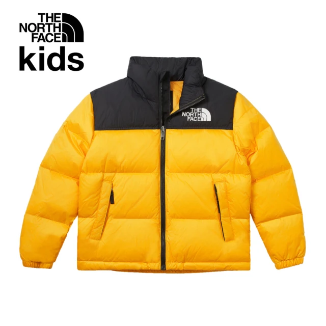 The North Face 經典1996-北面兒童黃黑拼接DWR防潑水羽絨外套｜8A4C56P