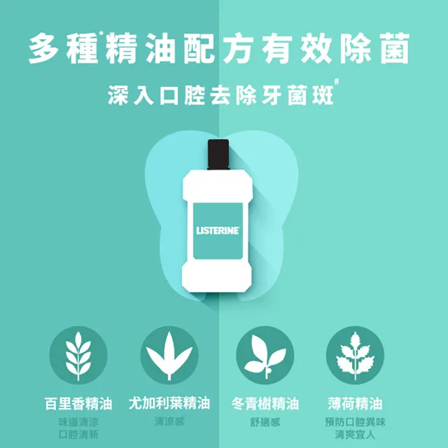 【Listerine 李施德霖】薄荷除菌漱口水無酒精配方(500ml x2)