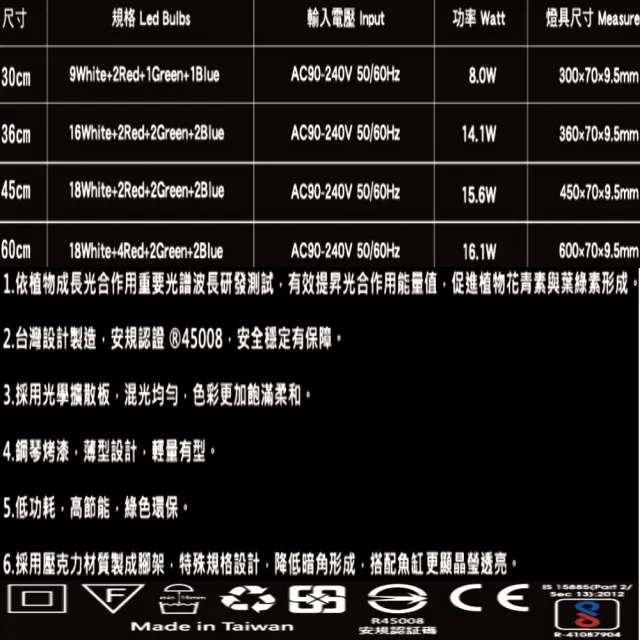 【ISTA 伊士達】高透光 30cm 水草燈 超薄型/鋼琴烤漆/腳架可伸縮左右各3cm(LED燈具 IL526)