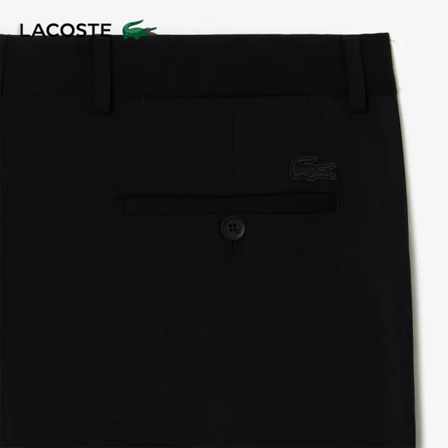 【LACOSTE】男裝-羊毛休閒長褲(黑色)