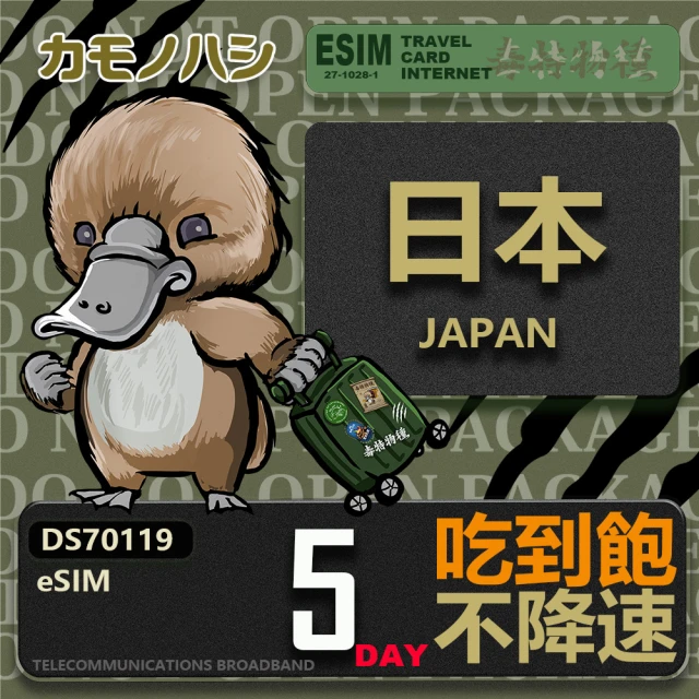 鴨嘴獸Platypi.IF 日本eSIM 15日吃到飽 高流