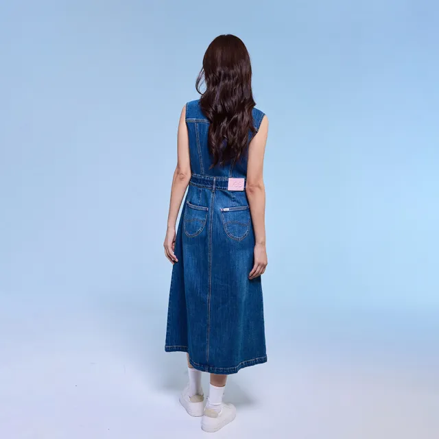 【Lee】女裝 牛仔洋裝 / 牛仔背心洋裝 中藍洗水(LB418006245)