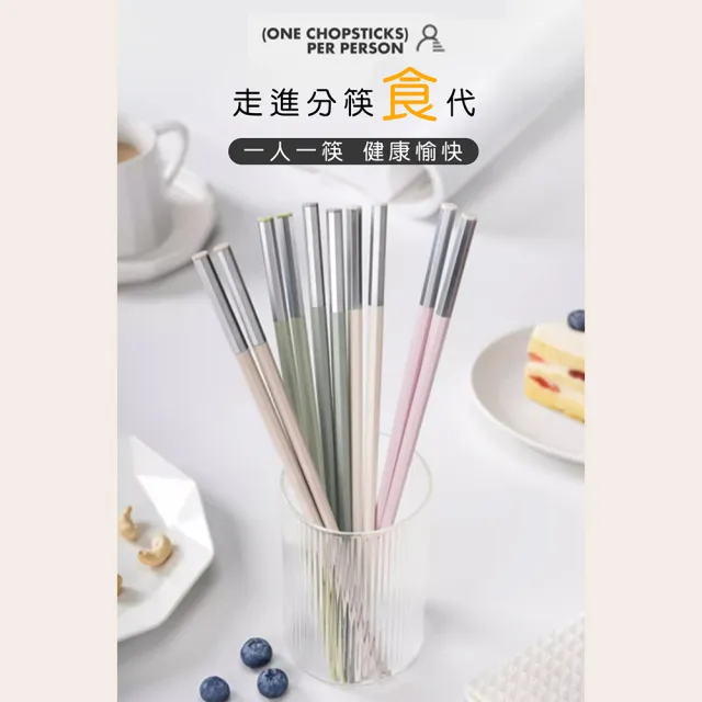 【半末】日式合金筷/耐高溫防滑防霉筷/八邊形防滑磨砂-莫蘭迪五色組(買一送一)