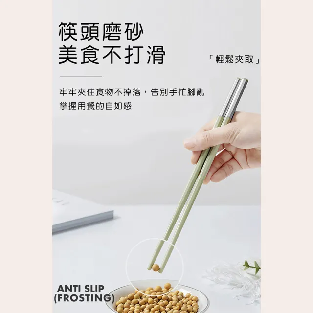 【半末】日式合金筷/耐高溫防滑防霉筷/八邊形防滑磨砂-莫蘭迪五色組(買一送一)