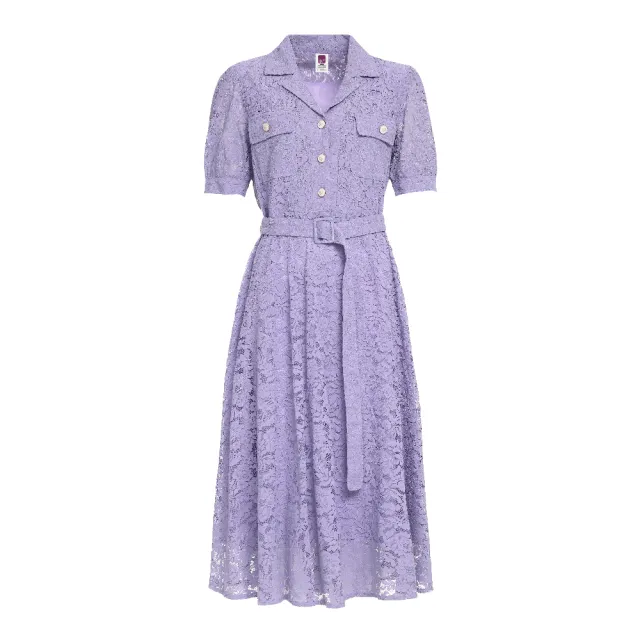 【ILEY 伊蕾】蕾絲緹花棉質長洋裝(紫；M-XL；1243547101)