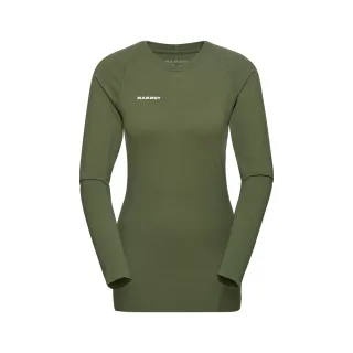 【Mammut 長毛象官方直營】Trift Longsleeve W 羊毛混紡長袖排汗衣 沼澤綠 女款 #1016-01080