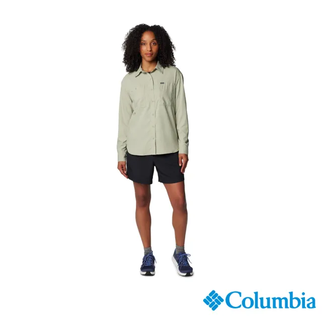 【Columbia 哥倫比亞】女款-超防曬UPF50快排長袖襯衫-灰綠(UAP99100GG/IF)