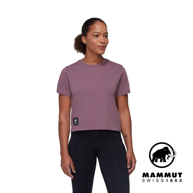 【Mammut 長毛象官方直營】Massone T-Shirt Cropped Patch 有機棉短版短袖T恤 波動紫 女款 #1017-05180