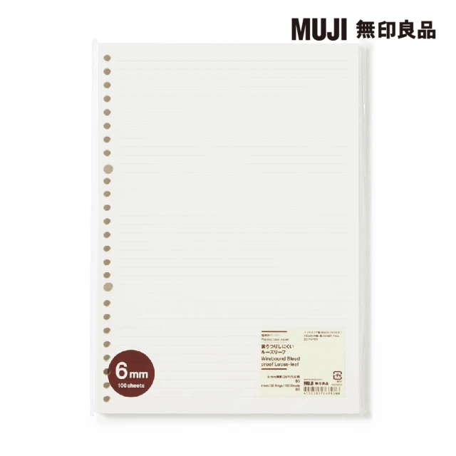 MUJI 無印良品 植林木不易透色活頁紙/B5.橫線.6mm.100頁