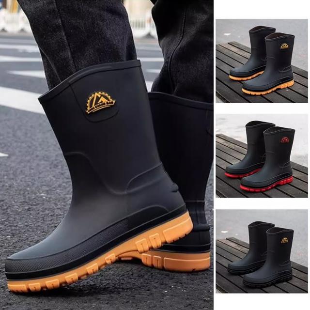 【Alberta】39-44男士雨靴 跟3cm 雨鞋 中筒防滑雨鞋 戶外中筒釣水鞋 水靴 成人膠鞋 3色