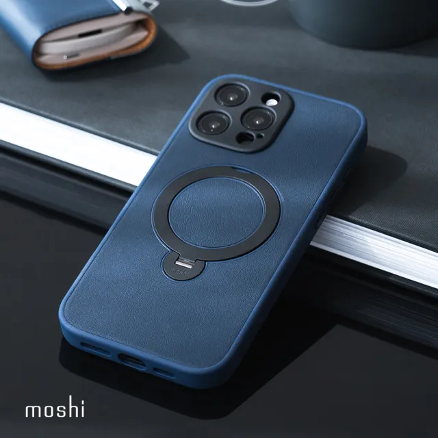 【moshi】Kameleon 可立式磁吸皮革保護殼 for iPhone 16 Pro(兼容MagSafe)