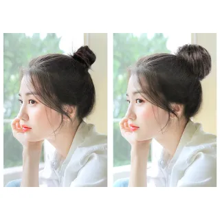 【HaNA 梨花】告別短髮尷尬期丸子頭神器．仿真髮蓬鬆丸子頭抓夾假髮(假髮片 禿頭 白髮 假髮 髮 