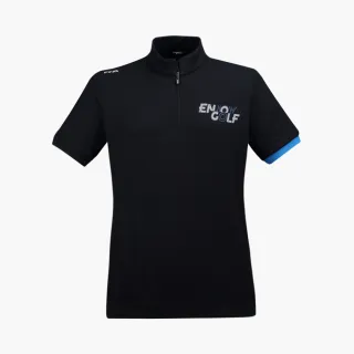 【PING】男款高爾夫磨毛立領短袖POLO衫-黑(蓄熱保溫/GOLF/高爾夫球衫/PA21235-88)