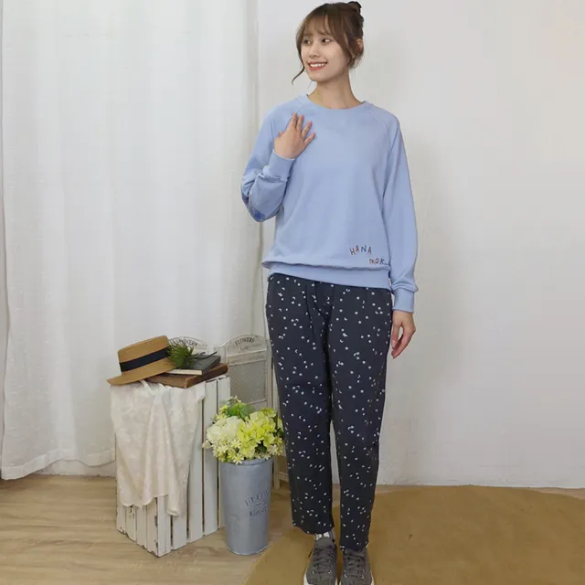 【Hana Mokuba】花木馬日系女裝鬆緊腰滿版印花寬鬆休閒長褲(長褲)
