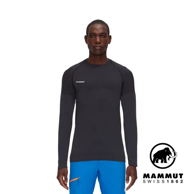 【Mammut 長毛象官方直營】Trift Longsleeve Men 羊毛混紡長袖排汗衣 黑色 男款 #1016-01070