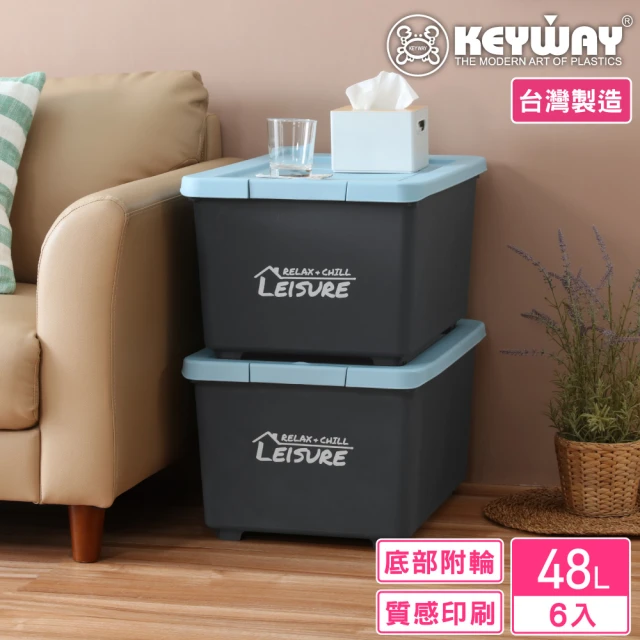 KEYWAY 聯府 克林特滑輪整理箱48L-6入(收納箱 置物箱 MIT台灣製造)