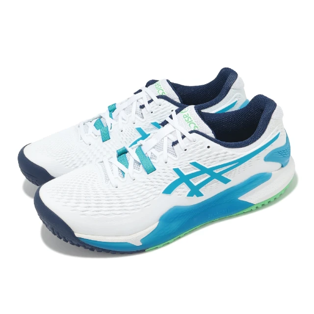 asics 亞瑟士 網球鞋 GEL-Resolution 9 OC 2E 男鞋 寬楦 白 綠 亞洲大師賽 運動鞋 亞瑟士(1041A378103)