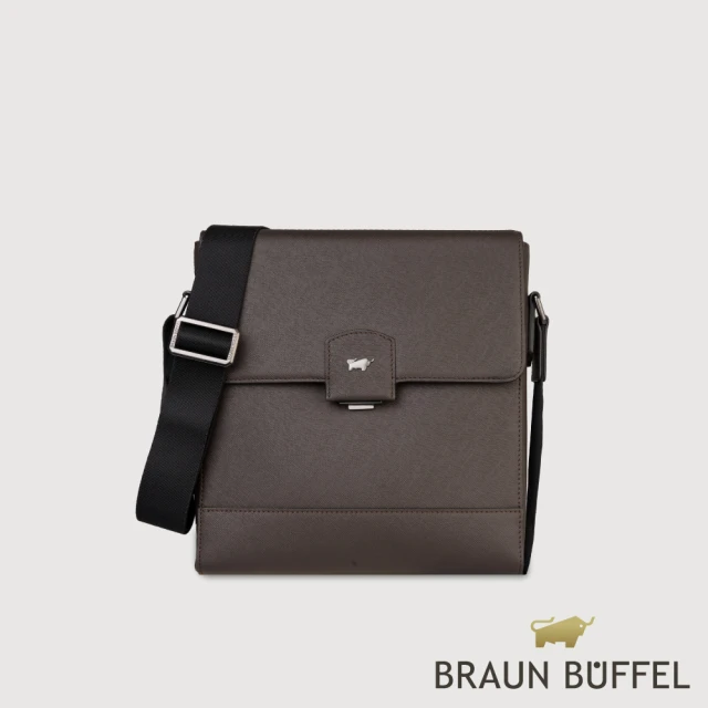 BRAUN BUFFEL 德國小金牛 台灣總代理 巴雷特 直式斜背包-咖啡色(BF546-17-GCO)